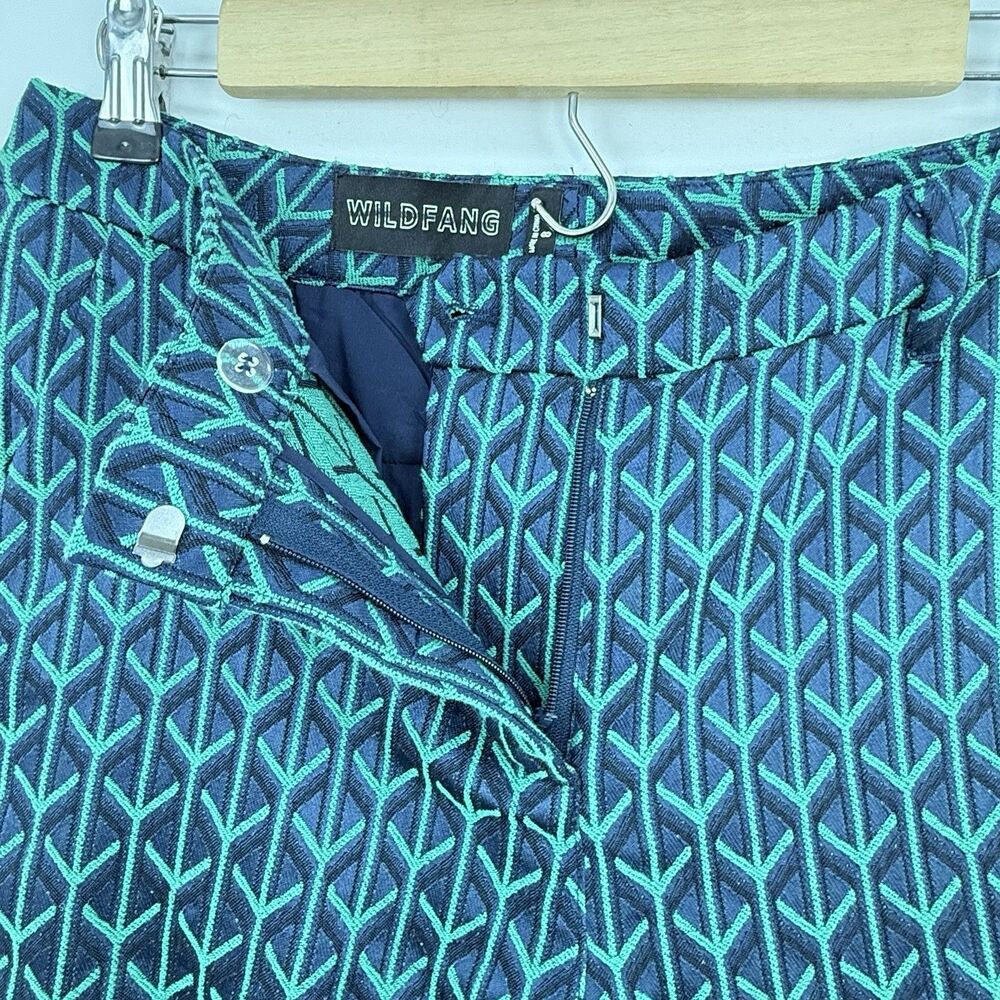 WILDFANG Women’s Slim Pant Green Multi Size 8 Empower Jacquard NWOT - Picture 7 of 16